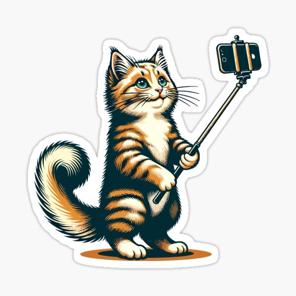 Illustration d'un chat qui prend un selfie